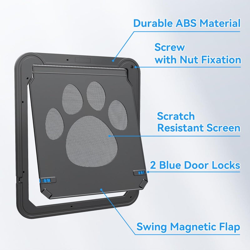 NAMSAN Dog Screen Door, Flap Opening 12 x 14 inches, Dog Door for Screen Door, Magnetic Self-Closing Large Pet Door for Sliding Door, Screen Door with Doggie Door Built in, Lockable, Black - Image 4